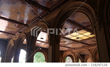 New York Central Park Bethesda Terrace celling in USA. Arches architecture in NYC Manhattan Midtown. New York Central Park Bethesda Terrace celling in USA. Arches architecture in NYC Manhattan Midtown. 138297138