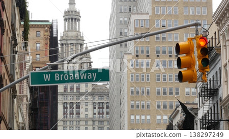 New York City Downtown Civic Center USA. Center street Manhattan municipal building 1914. W Broadway 138297249