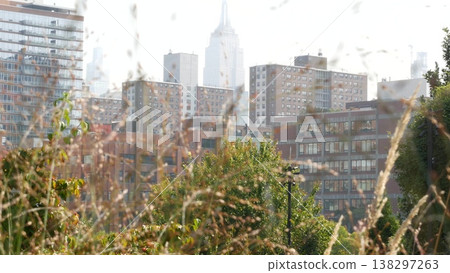 New York City Little Island pier park, Midtown of Manhattan, United States. Urban garden on pillars. New York City Little Island pier park, Midtown of Manhattan, United States. Urban garden on pillars. 138297263