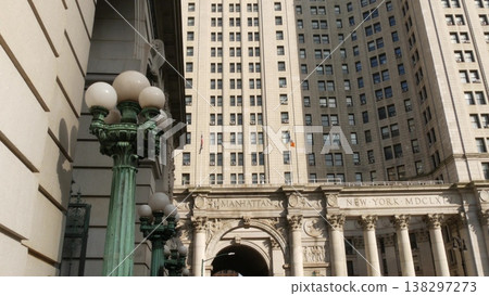 New York City Downtown Civic Center USA. Center street Manhattan municipal building 1914. Chambers 138297273