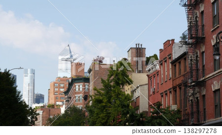 New York City buildings architecture, Manhattan West village Greenwich street, USA. Hudson Yards. 138297278