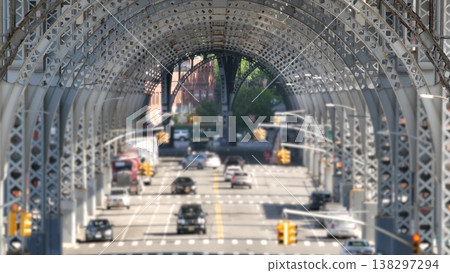 Riverside drive viaduct Harlem 125 street, Manhattan car traffic, New York City USA. Elevated bridge Riverside drive viaduct Harlem 125 street, Manhattan car traffic, New York City USA. Elevated bridge 138297294