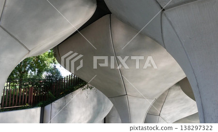 New York City Little Island pier park in Midtown of Manhattan, USA. Urban garden oasis on pillars. 138297322