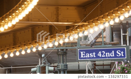 Road sign near Grand Central Terminal, 42 street New York Manhattan, USA. Railway building entrance. Road sign near Grand Central Terminal, 42 street New York Manhattan, USA. Railway building entrance. 138297331