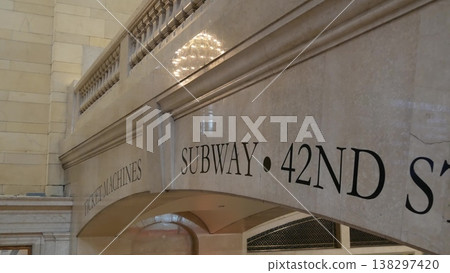 New York Grand Central Terminal on 42 street USA. Inside railway building. American railroad station New York Grand Central Terminal on 42 street USA. Inside railway building. American railroad station 138297420