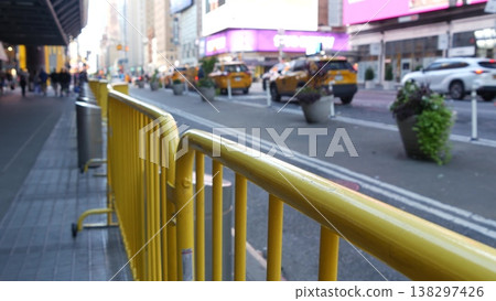 Manhattan Midtown street New York City, USA. Port authority bus terminal. People, yellow taxi car. 138297426
