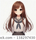 A beautiful female student with brown hair 138297430