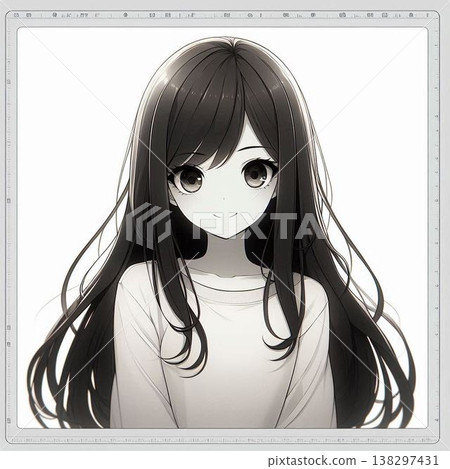 黑白照片中的可愛女孩 138297431