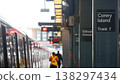 New York City Brooklyn subway outdoor station, Coney island elevated metro near Brighton Beach, USA. 138297434