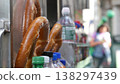 Pretzel for sale, street food in Manhattan, New York USA. Fast food pastry snack on counter or stall 138297439