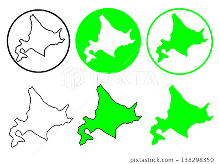 Hokkaido map stamp symbols 138298350