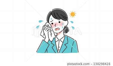 一位商務人士，精疲力竭，幾乎中暑，在酷熱難耐的天氣裡汗流浹背。 138298428