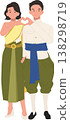asian couple wearing thai traditional costume romantic love concept cultural festival illustration 138298719