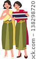 thai traditional costume women with thai flag wai gesture asian cultural heritage thailand tourism and national pride illustration 138298720