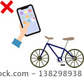 No using your smartphone while cycling (simple illustration to warn against using your smartphone while cycling) 138298938