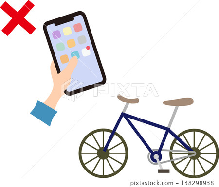 騎車時禁止使用智慧型手機（簡單圖示，警告騎車時不要使用智慧型手機） 138298938