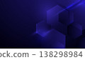 Deep blue hexagons float in abstract, glowing space 138298984