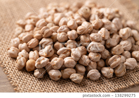 Pile of organic raw chickpeas, healthy food ingredient Pile of organic raw chickpeas, healthy food ingredient 138299275