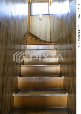 Staircase handrail before installation (before and after images) Staircase handrail before installation (before and after images) 138299323