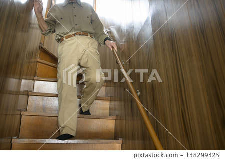 Staircase handrail after installation (before and after images) Staircase handrail after installation (before and after images) 138299325