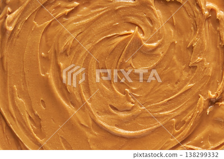Smooth Peanut Butter Spread Texture With Swirling Patterns For Culinary And Food Advertising Smooth Peanut Butter Spread Texture With Swirling Patterns For Culinary And Food Advertising 138299332