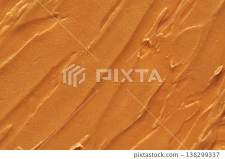 Smooth Creamy Peanut Butter Texture, Close-Up View Of Delicious Spread With Rich Brown Color Smooth Creamy Peanut Butter Texture, Close-Up View Of Delicious Spread With Rich Brown Color 138299337