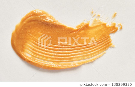 Smooth Peanut Butter Spread On White Background With Textured Surface And Creamy Consistency 138299350