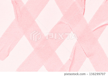 Intersecting pink tape strips on white background showcasing textural and abstract art patterns 138299707