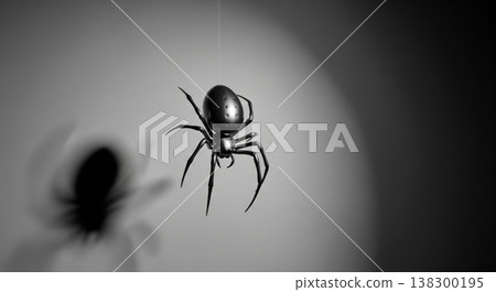 Black and White Spider with Long Legs Against a Neutral Backdrop 138300195