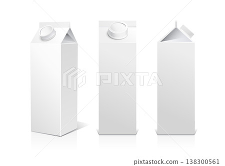 Vector white 3D blank paperboard box food packaging. Vector white 3D blank paperboard box food packaging. 138300561