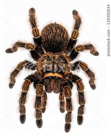 Detailed Close Up of a Tarantula on a White Background with Focus Stacking 138300834