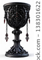 Ornate Dark Goblet with Red Gems Isolated on White Background for Decorative Designs 138301622