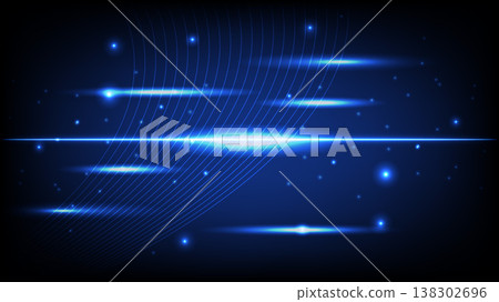 Futuristic digital background featuring blue glowing light streaks, curved and sparkling particles Futuristic digital background featuring blue glowing light streaks, curved and sparkling particles 138302696