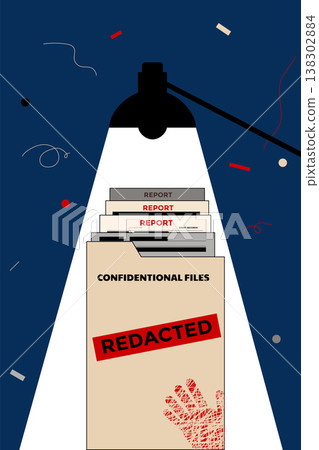 Investigation Confidential Files Folder with Redacted Stamp and Broken Chain, vector illustration Investigation Confidential Files Folder with Redacted Stamp and Broken Chain, vector illustration 138302884