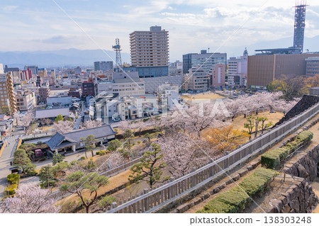 (山梨縣)從舞鶴城公園(甲府城遺址)眺望甲府市,櫻花盛開。 (山梨縣)從舞鶴城公園(甲府城遺址)眺望甲府市,櫻花盛開。 138303248