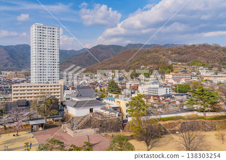 (山梨縣)從舞鶴城公園(甲府城遺址)眺望甲府市,櫻花盛開。 (山梨縣)從舞鶴城公園(甲府城遺址)眺望甲府市,櫻花盛開。 138303254