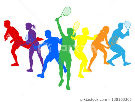Silhouette Tennis Players Silhouettes Concept Silhouette Tennis Players Silhouettes Concept 138303365