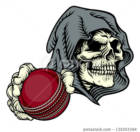 Grim Reaper Death Skeleton Cricket Ball Mascot 138303384