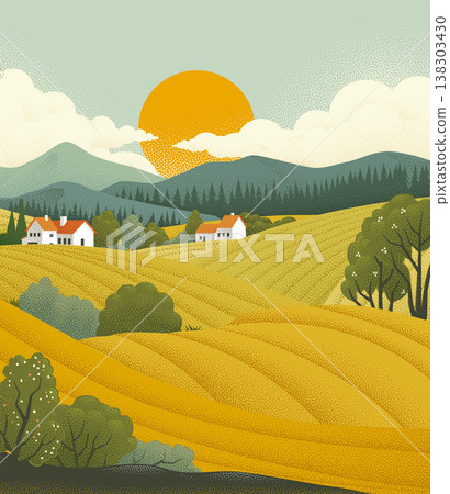 Fields Rolling Hills Farm Landscape Background Fields Rolling Hills Farm Landscape Background 138303430