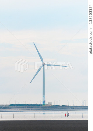 Gaomei Wetlands Wind Turbine at Taichung Port, Taiwan 138303524