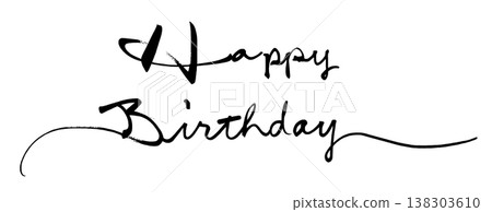 Brush writing Happy Birthday .n 138303610