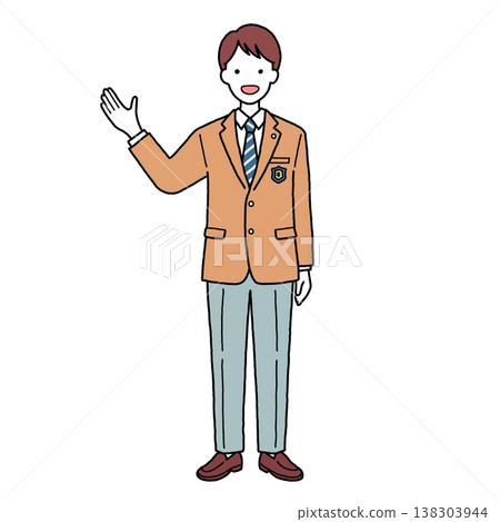 Male middle and high school students in uniform acting as guides Male middle and high school students in uniform acting as guides 138303944
