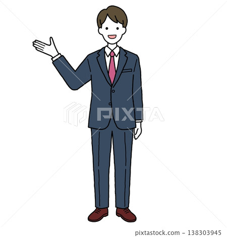 A young man in a suit guides you. A young man in a suit guides you. 138303945