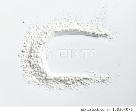 Curve Shape Made of White Powder on Bright Plain Background Top View 138304076