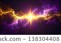 Abstract Energetic Burst with Golden and Purple Nebula on Dark Background 138304408