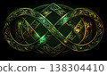 Abstract Golden Infinity Knot Pattern on Dark Background Detailed Ornate Design 138304410