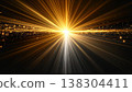 Abstract Golden Light Streaks Radiating from Central Point on Dark Background 138304411
