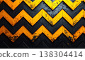 Abstract Chevron Pattern with Yellow and Black Wood Texture Wall Art Decor 138304414