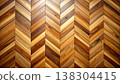 Detailed Close Up of Brown Herringbone Patterned Wooden Floor Planks 138304415