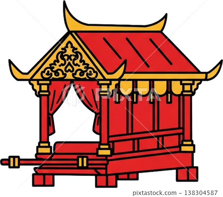 chinese temple with red roof 138304587